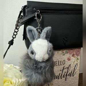 Cute Gray Bunny Plush Keychain, Bag Charm